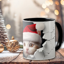 Jultomten Peekat Cat Cracking Wall Mugg
