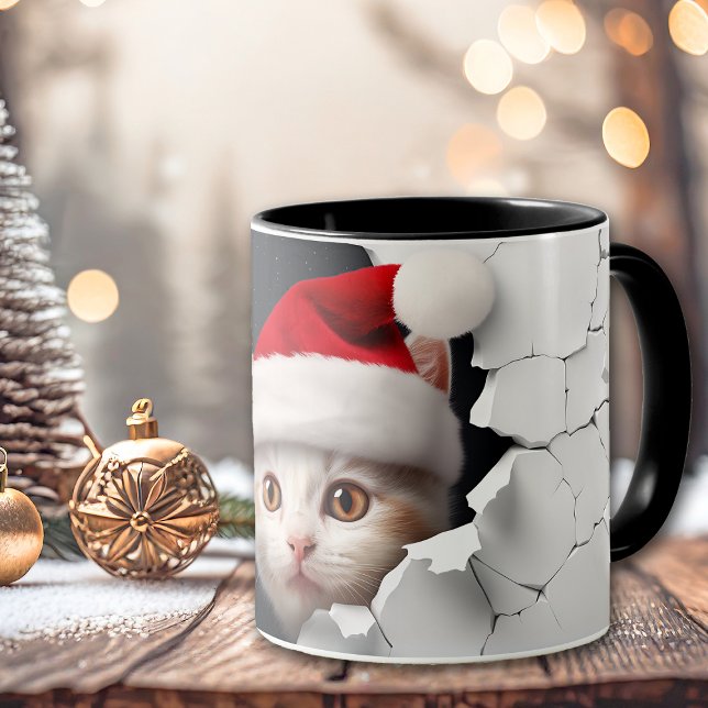 Jultomten Peekat Cat Cracking Wall Mugg (Skapare uppladdad)