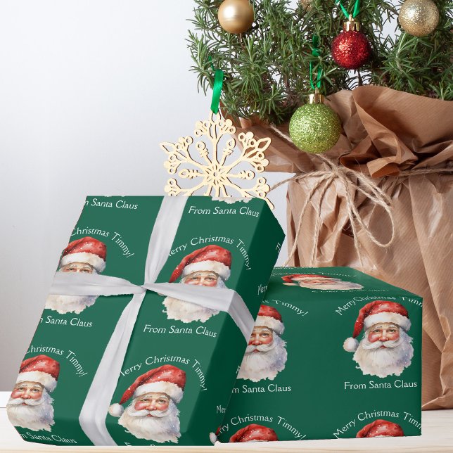 Jultomten Personlig Grönt Kids jul Presentpapper (Skapare uppladdad)
