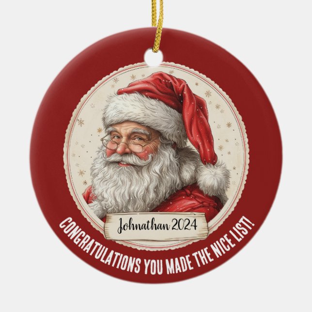 Jultomten Personlig Nicelista Ornament (Framsidan)