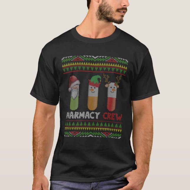 jultomten Pharmacy Crew jul Pills Snögubbe T Shirt (Framsida)