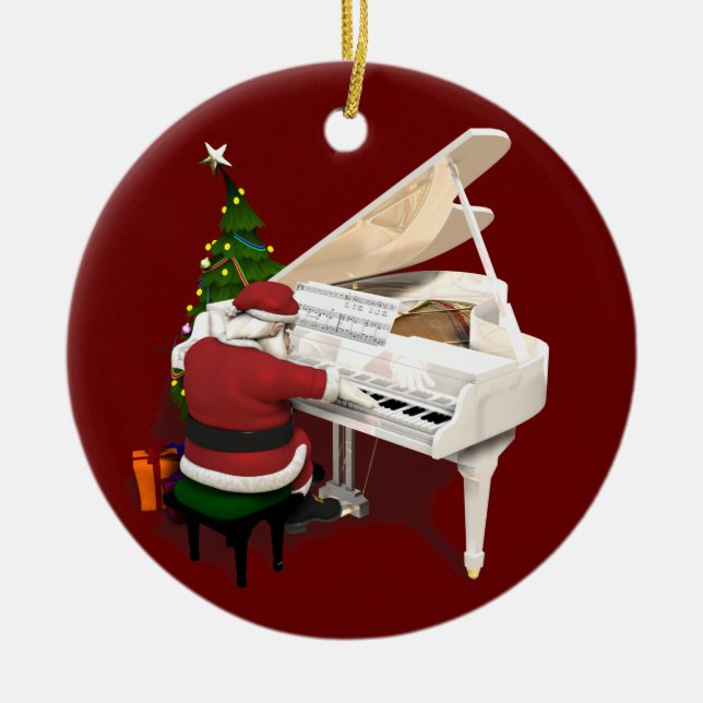 Jultomten Pianist Julgransprydnad Keramik (Framsidan)