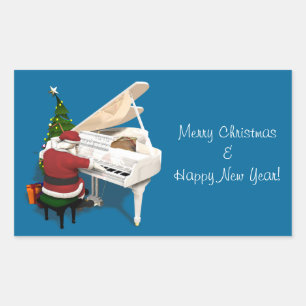 Jultomten Pianist Rektangulärt Klistermärke