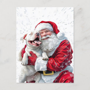 Jultomten & Pitbull Puppy Hund Vykort