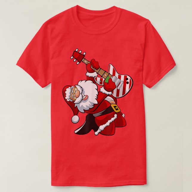 Jultomten Play Guitar Matchning-familjens jul T Shirt (Design framsida)
