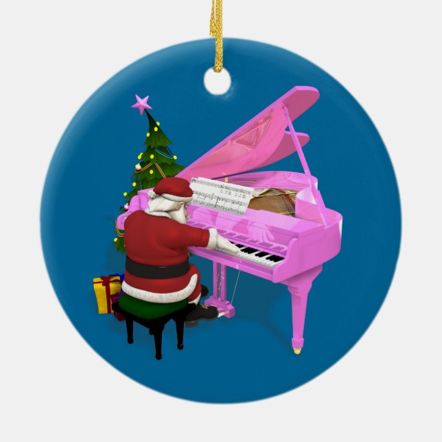 Jultomten Plays Rosa Piano Julgransprydnad Keramik (Baksidan)