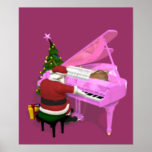 Jultomten Plays Rosa Piano Poster