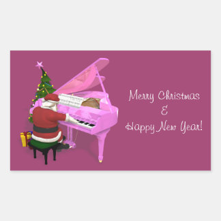 Jultomten Plays Rosa Piano Rektangulärt Klistermärke