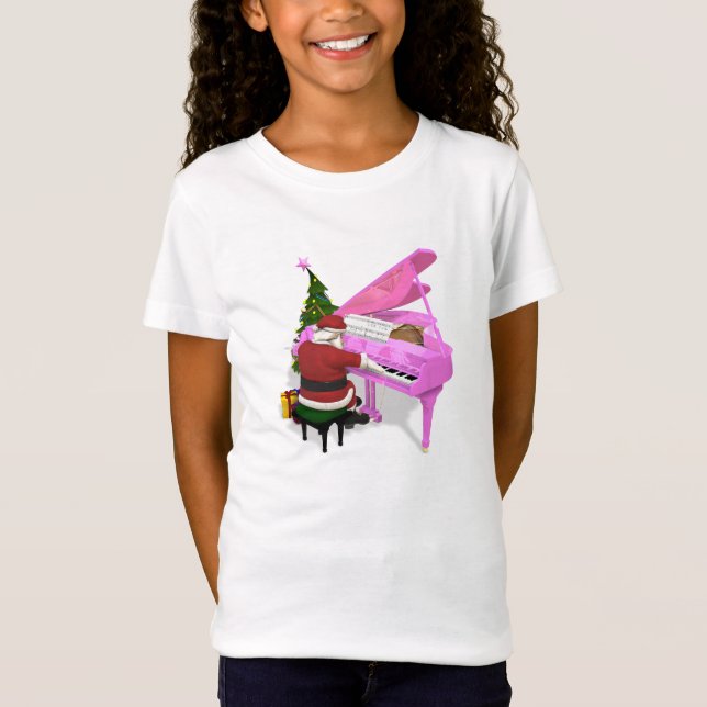 Jultomten Plays Rosa Piano T Shirt (Framsida)