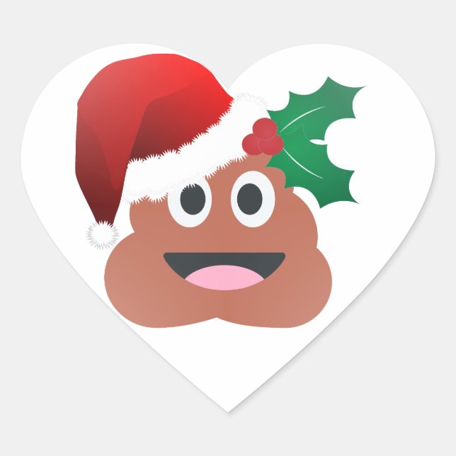 jultomten poop emoji hjärtformat klistermärke (Framsida)