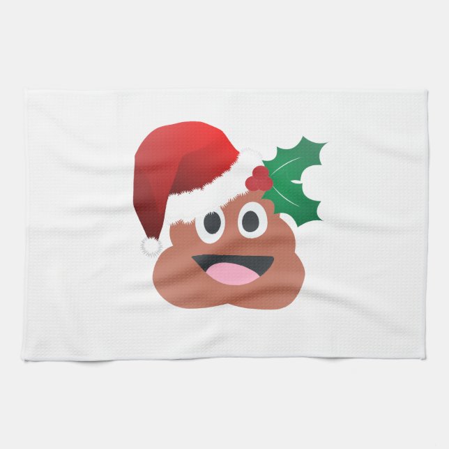 jultomten poop emoji kökshandduk (Horisontell)