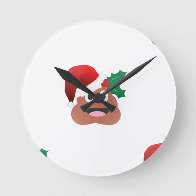 jultomten poop emoji rund klocka (Framsida)