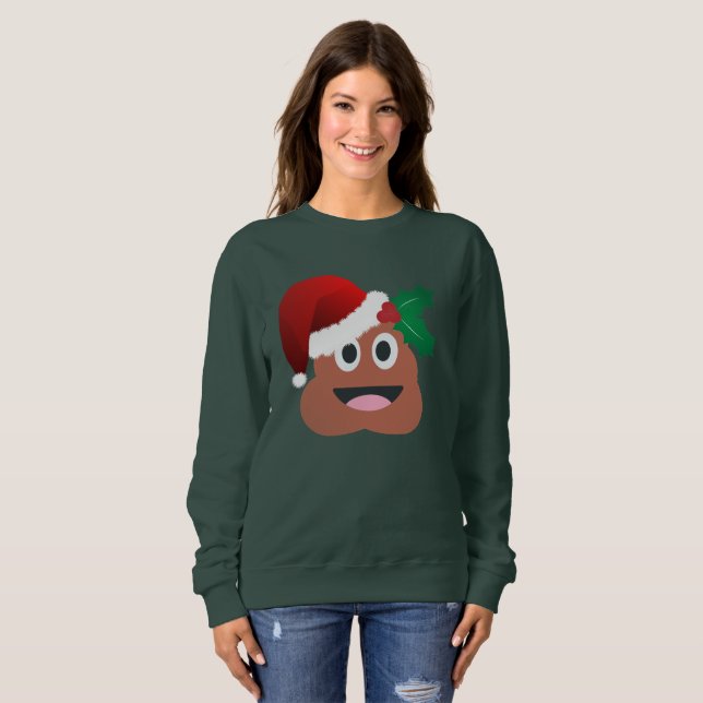 jultomten poop emoji Women sweatshirt T-shirt (Hel framsida)