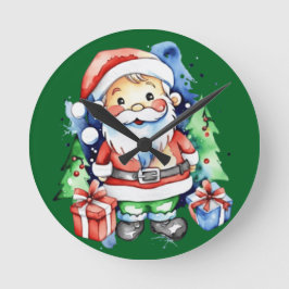 Jultomten presentidéer rund klocka