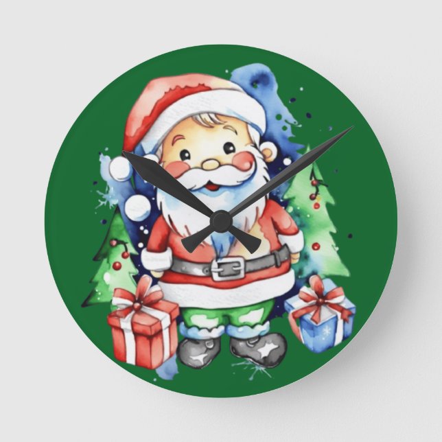 Jultomten presentidéer rund klocka (Framsida)