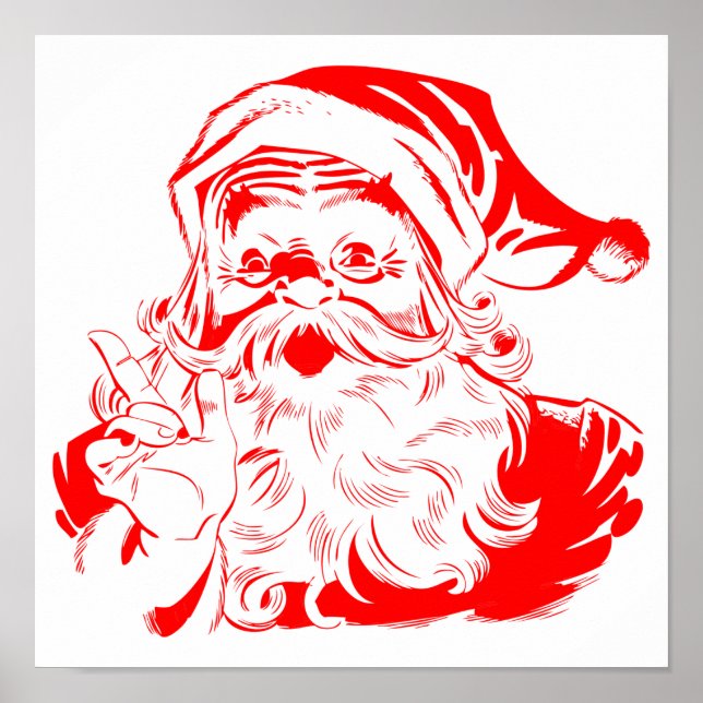 Jultomten Red and White-jul Poster (Framsidan)