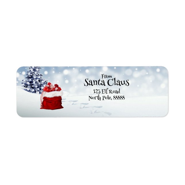 Jultomten Red Gift Bag Snö Returadress Returadress Etikett (Framsidan)