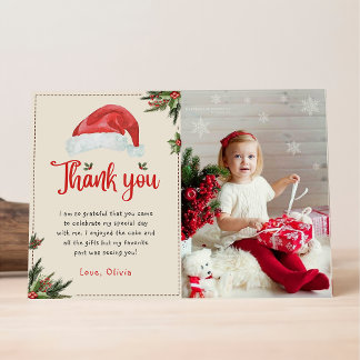 Jultomten Red Hat Birthday Photo Tack Kort