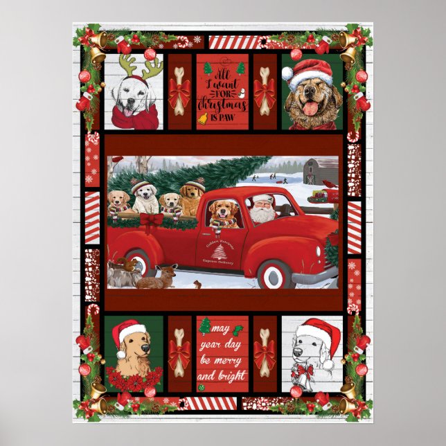 Jultomten Red Lastbil guldkyrkoherde Poster (Framsidan)