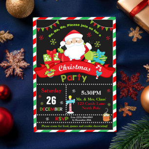 Jultomten Red och Grönt jul, Party Inbjudningar