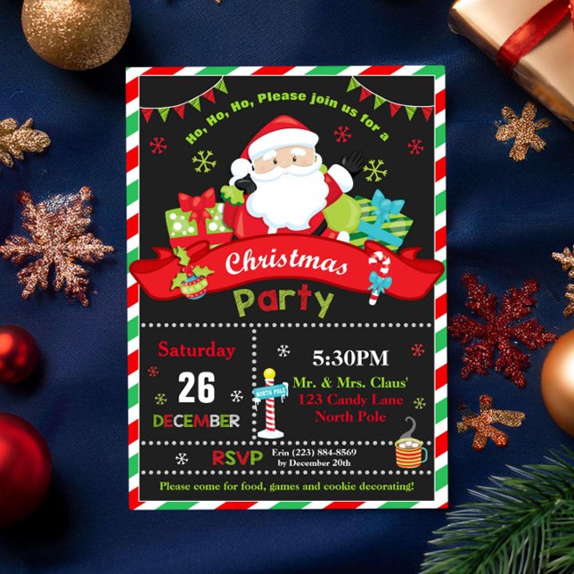 Jultomten Red och Grönt jul, Party Inbjudningar (Skapare uppladdad)