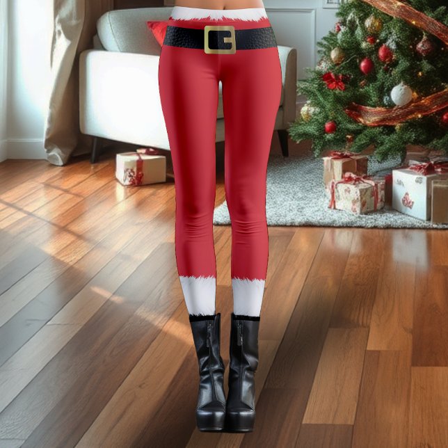 Jultomten Red & White Päls Black Boots - jul Leggings (Skapare uppladdad)