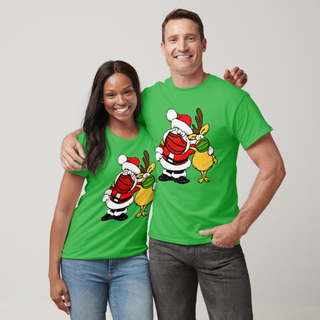Jultomten & Reindeer Ansikte Mask Pals Julafton, Z T Shirt (Unisex)
