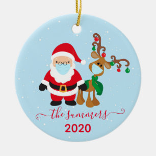 Jultomten Reindeer Calligraphy 2020 Covid Julgransprydnad Keramik
