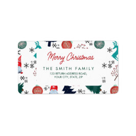 Jultomten Reindeer Gräs Träd Mittens Adressetikett