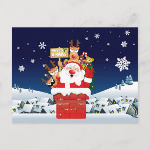 Jultomten Reindeer Merry X-Mas Funny Vykort