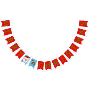 Jultomten Reindeer Red Bunting Banner Vimplar