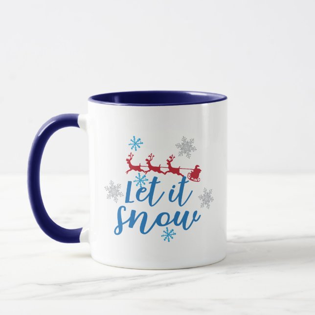 Jultomten Reindeer Sleigh Snöflingor Gift Mugg (Vänster)
