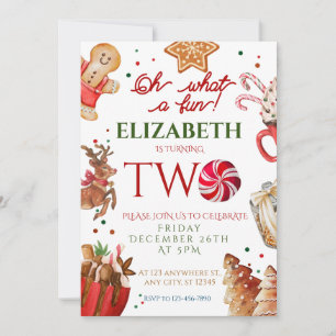 Jultomten Reindeer, vilken roligt 2:a födelsedagen Inbjudningar