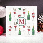 Jultomten Reindeer Vin Snö Monogram Pappersservett<br><div class="desc">De här festliga monogramservetterna är perfekt för din julfest eller ge dem som en gåva med flaska i rött vin. Skål för bra företag och glad helg! Den här Santa rener-designen finns på fler artiklar i min butik,  PageCreativeDesigns.</div>
