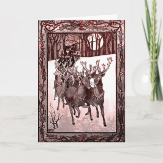 Jultomten ren och Sleigh Helgkort