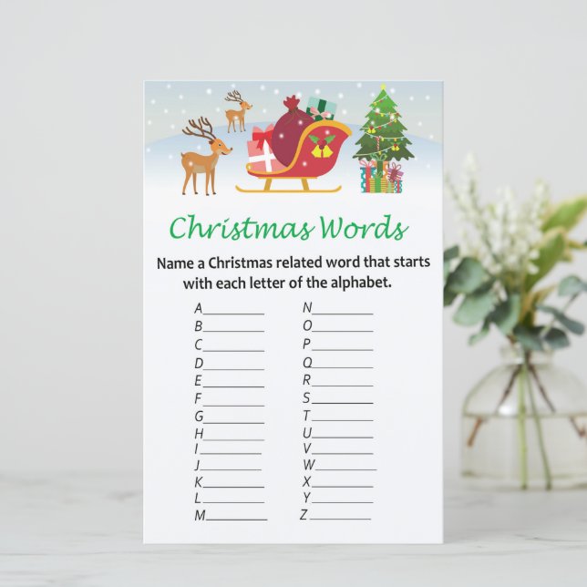 Jultomten renar, christmas alphabet ord-spel (Stående Fram)