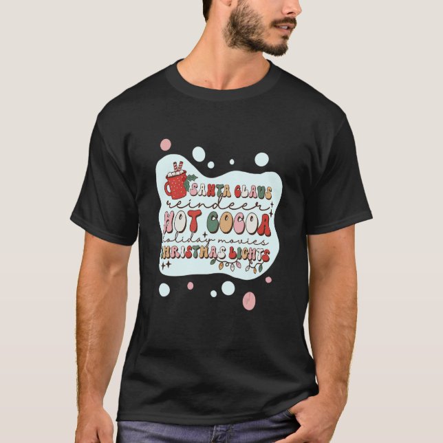 Jultomten Renar Hett Kakao och julljus T Shirt (Framsida)