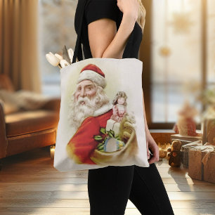 Jultomten Retro Julafton i Vintage i julklapp Tygkasse
