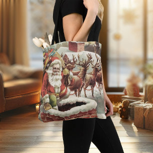 Jultomten Retro Julafton i Vintage i julklapp Tygkasse
