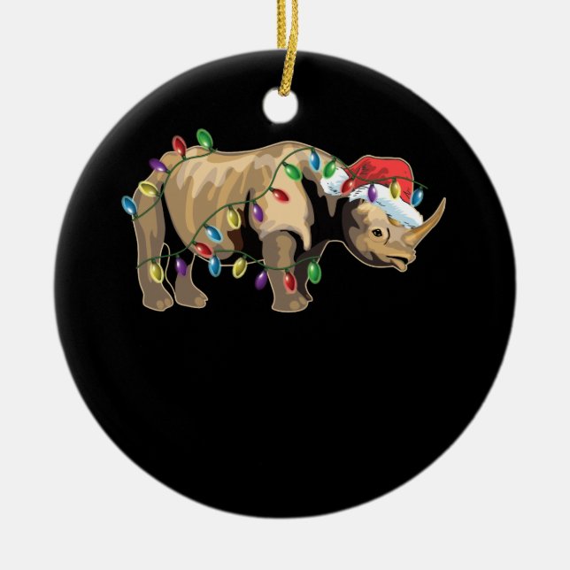 jultomten Rhino jul Ljus Rhino Älskare jul Julgransprydnad Keramik (Framsidan)