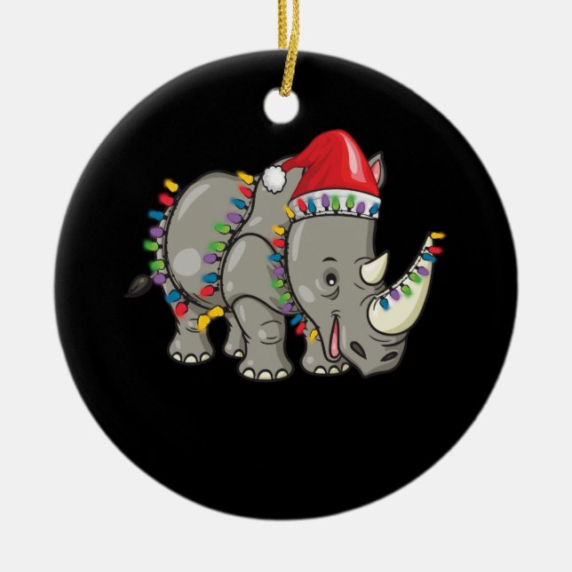 jultomten Rhino jul Ljus Rhino Älskare jul Julgransprydnad Keramik (Framsidan)