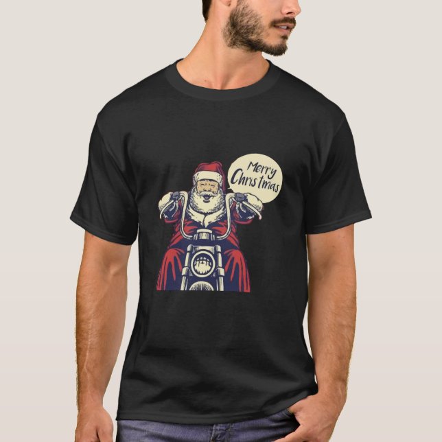 Jultomten Ride Modern motorcykel T Shirt (Framsida)