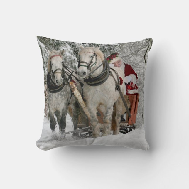 Jultomten rider i ett Horse sleigh Kudde (Framsida)
