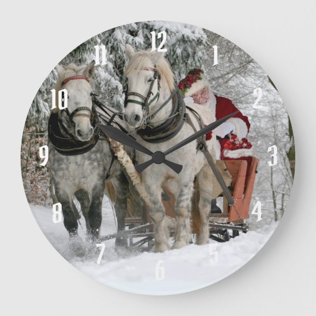 Jultomten rider i ett Horse sleigh Stor Klocka (Framsida)