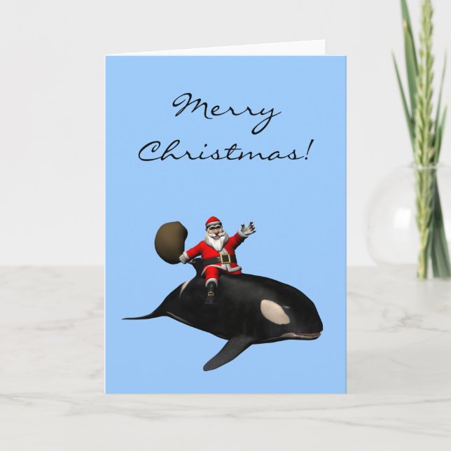 Jultomten rider på Orca Helgkort (Framsida)