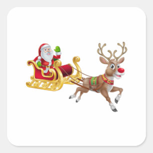 Jultomten rider på sömnen fyrkantigt klistermärke