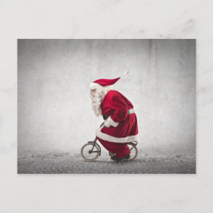 Jultomten Rides A Bicycle Helg Vykort