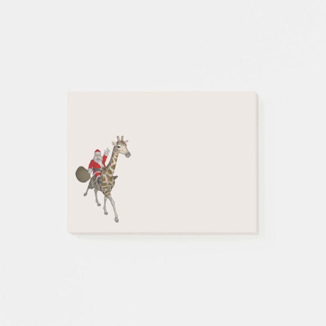 Jultomten Rides A Loely Giraffe Post-it Block (Framsida)