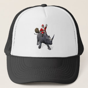 Jultomten Rides on Rhino Rhinoceros Truckerkeps
