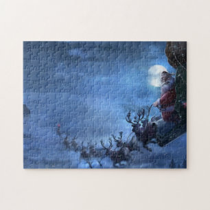 Jultomten rides rensleigh pussel